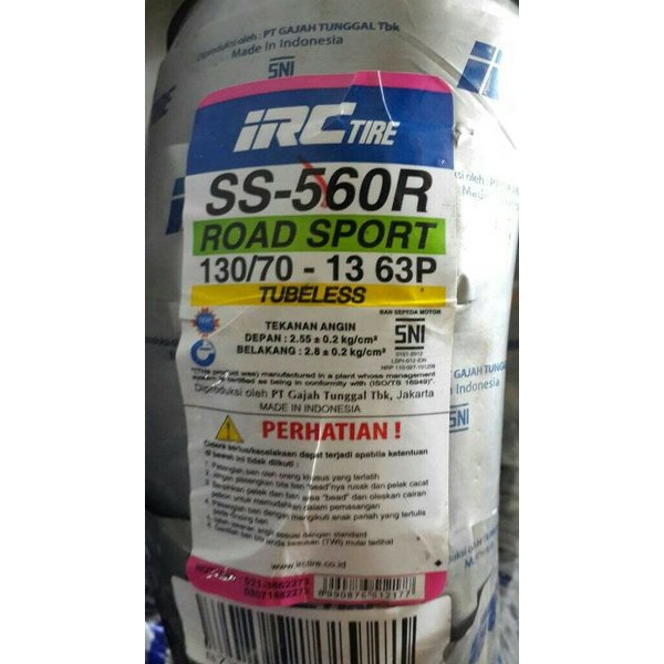 Ban IRC Tubeless 130 70-13