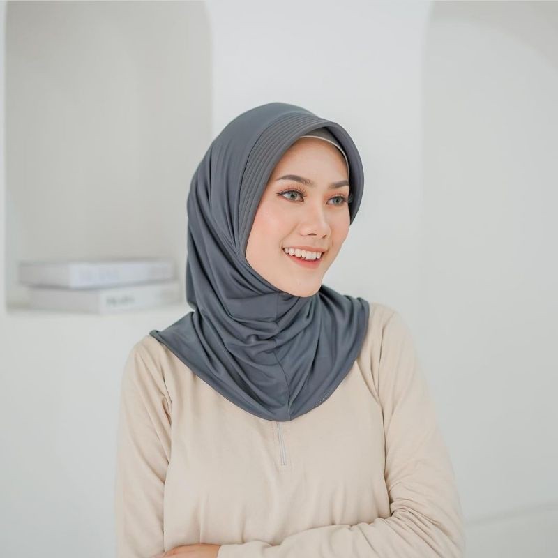 jilbab olahraga / hijab instan sport/ hijab silat / voly warna mocca-ABUTUA