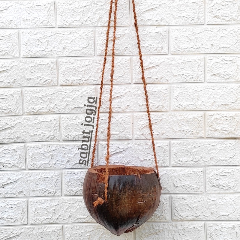 pot kulit kelapa tali panjang pot anggrek unik pot gantung pot sabut kelapa