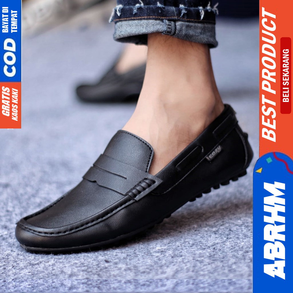 ABRHM X VERONA Sepatu Kasual Pria Sepatu Pria Casual Slop Anti Slip Kulit Pu Cowo/Cowok Sepatu Kerja Kantor Semi Formal Kuliah Kondangan Gaya keren Kekinian Murah Terlaris