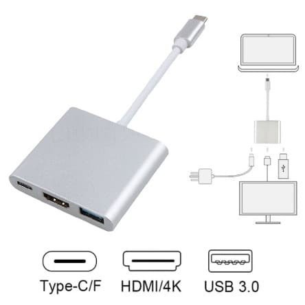 Converter Konektor USB Type C to 3 in 1 HDMI Converter USB 3.0 Type C