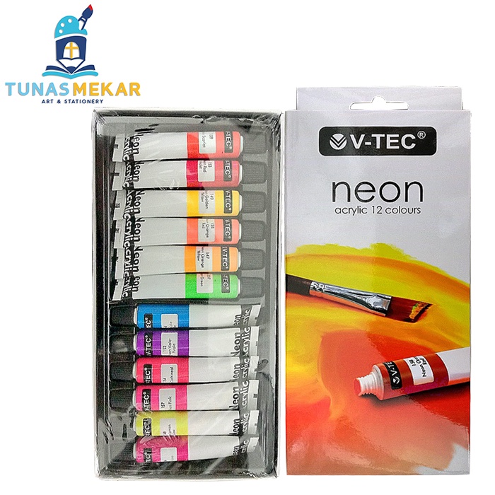 V-tec Acrylic Neon Colour / Akrilik V-tec Warna Neon - 12 colours