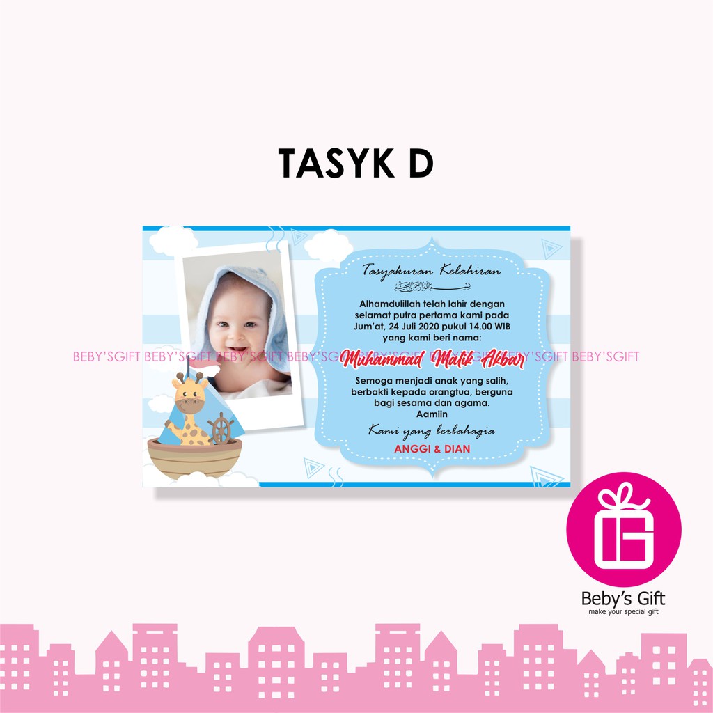 Kartu Box Nasi Tasyakuran Kelahiran Bayi Aqiqah Anak Selapanan Khitan-TASYK D