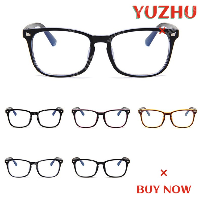 (YUZHU) Bayar di Tempat Korean Design Retro Square Kacamata Wanita/Pria Lensa Replaceable Eyeglasses