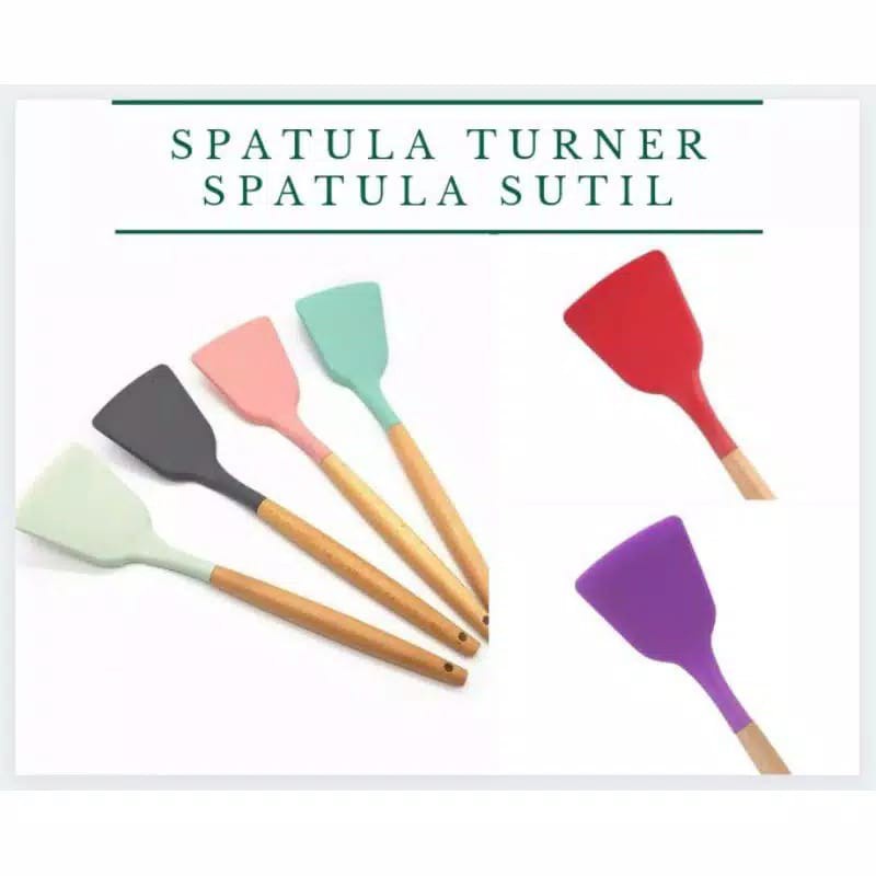 Preston Spatula Silikon Gagang Kayu Anti Leleh dan Kokoh FOOD GRADE Premium Turner Irus Capit