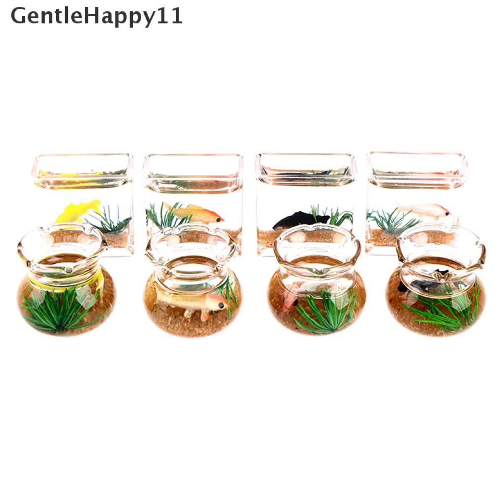 Gentlehappy Rumah Boneka Mini Fish Tank DIY Resin Transparan Goldfish Tanks Miniatur Dekorasi