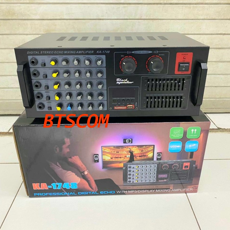 Power mixer 5 channel Blackspider KA-1748 Bluetooth equalizer baru
