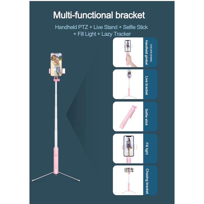 Tongsis Selfie Stick Bluetooth Single LED Flash Tripod - 90cm