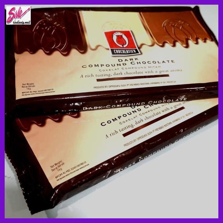 

SAKMACOKLAT- DARK CHOCOLATE COMPOUND TULIP 1KG MURAH -MAKANAN-MINUMAN.