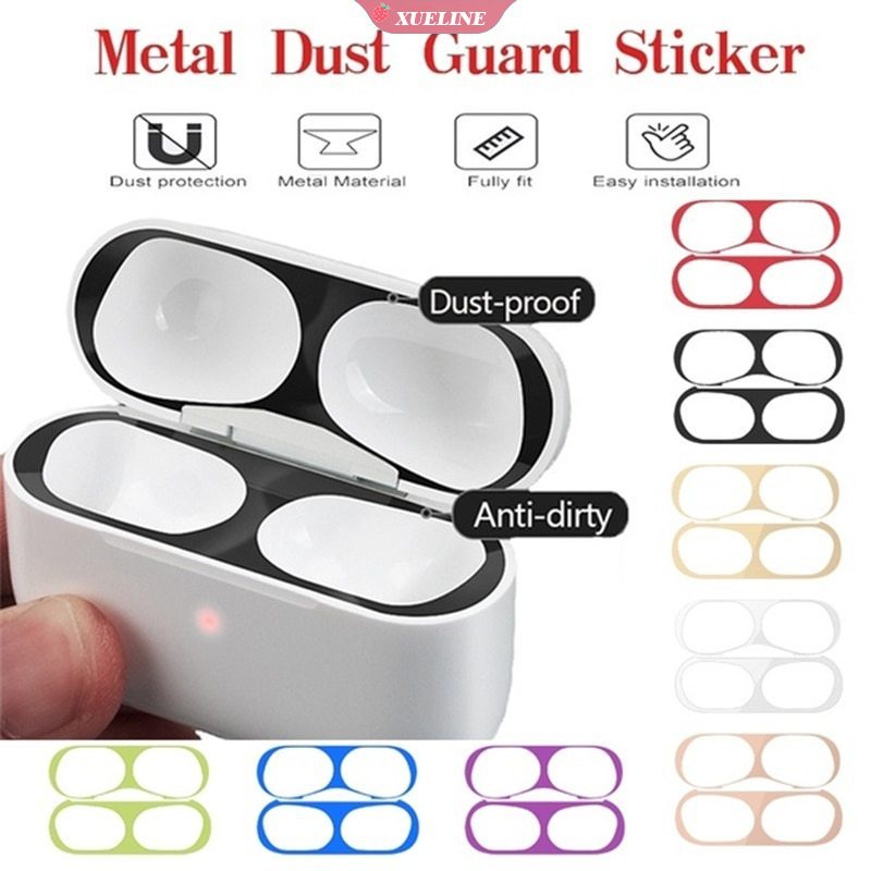 Stiker Pelindung AirPods Bahan Metal Tahan Debu