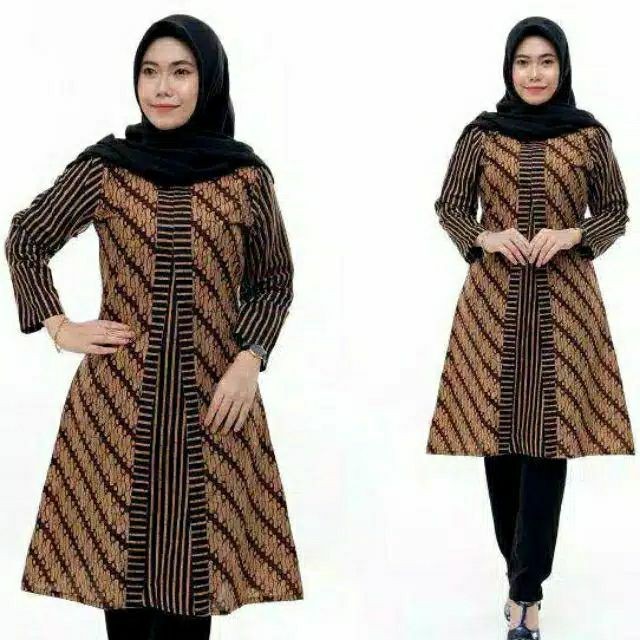 Batik Tunik Shibori Jumputan Terbaru Size S-3l / Hrb026 Yelbor Navbor / Biru Putih / Original..