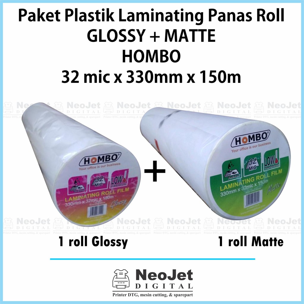 

Paket Hombo Plastik Laminating Laminasi Panas Roll Glossy Matte 330mm x 32mic x 150m