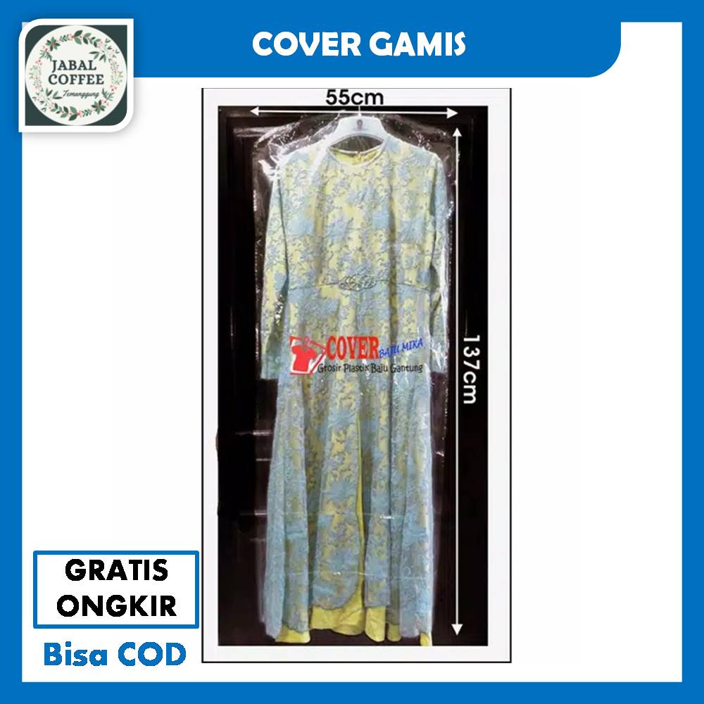 Cover Baju Gamis Gantung / Cover Baju Resleting Pelindung Pakaian / Sarung Dress / Plastik Baju J58