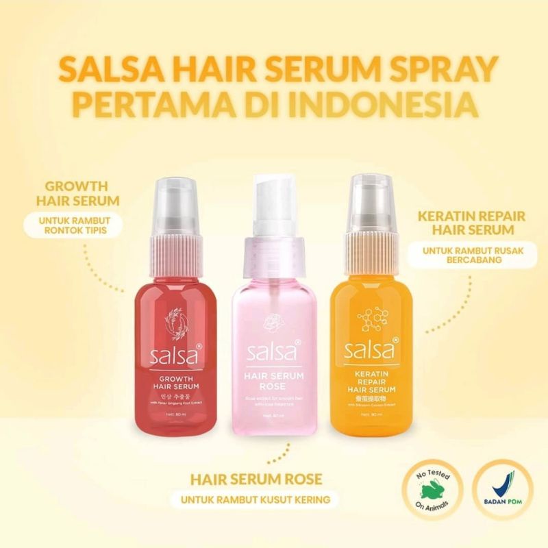 SALSA HAIR SERUM ROSE SPRAY VITAMIN RAMBUT BPOM ORIGINAL PERAWATAN RAMBUT RONTOK DAN BERCABANG