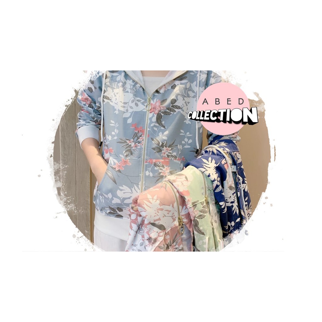 JAKET WANITA JAKET CASUAL BAHAN FLEECE MOTIF BUNGA LILY