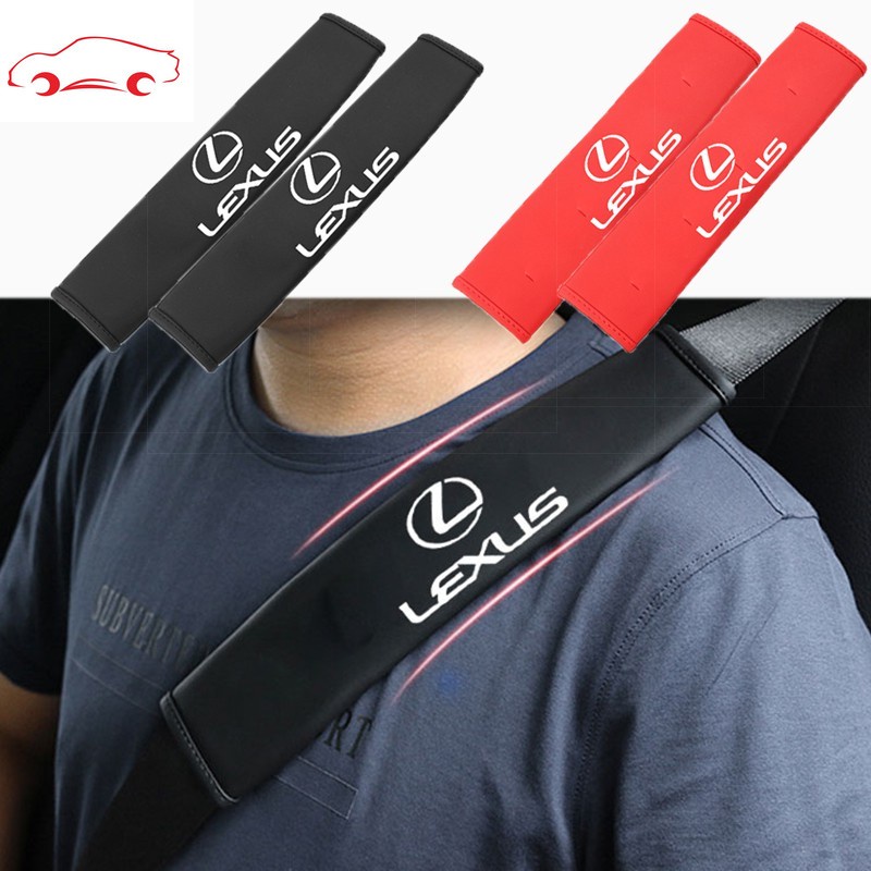 Car Seat Belt Cover Universal Leather Car Safety Belt Auto Shoulder Protector Strap Pad Cushion Cover For Lexus IS250 NX200T RX200T CT200H ES250 RX350 RX300 NX300 RX270 GS350 UX200 GS300 LX470 LX570 ES300 IS430 LM350 NX300H