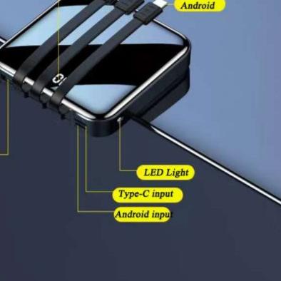 20000mAh Powerbank 3 Kabel Fast Charging Full Capacity Mini Dual USB Portable Digital Display LED