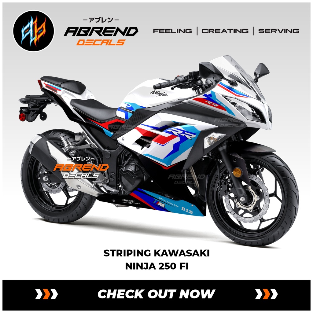 Striping Ninja 250 Fi Livery BMW Tri Color / Stiker Motor Kawasaki Ninja Fi Semi Full