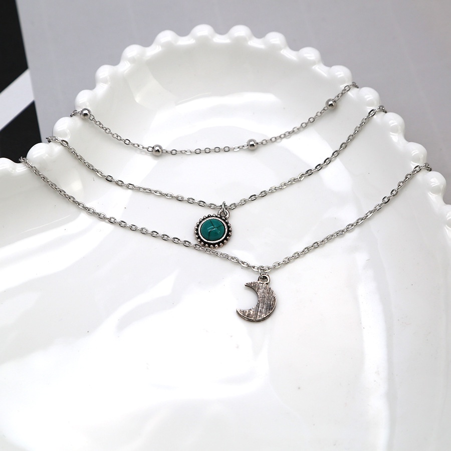 [ACKER] Kalung Rantai Bulan Sabit Multilayer Untuk Wanita