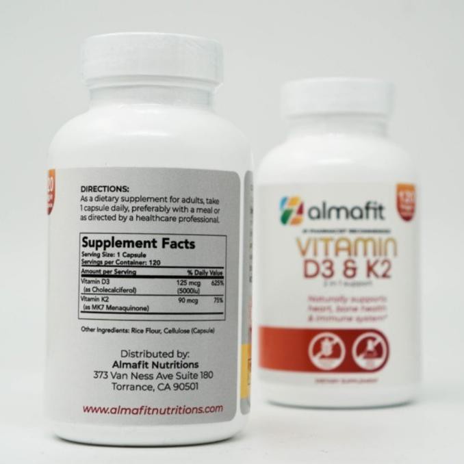 Almafit Vitamin D3 K2 5000 iu 120 Capsule 2 In 1 Support Naturally Supports Menjaga Kesehatan Tubuh