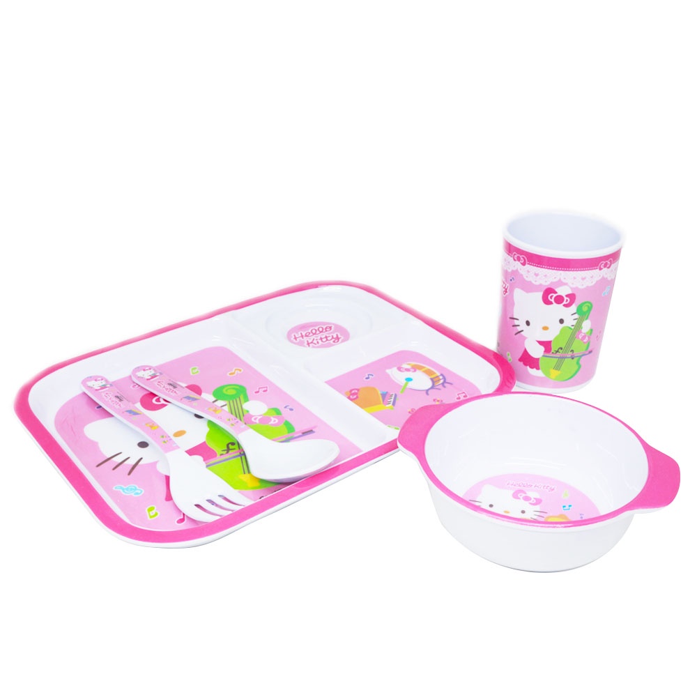 Tempat Makan Anak Melamin Vanda Hello Kitty Set - Pink