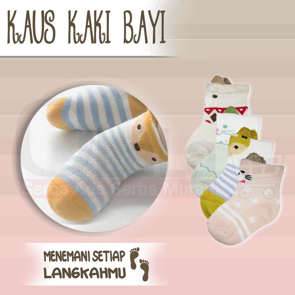 KAOS KAKI BAYI GAMBAR HEWAN ISI 4PCS