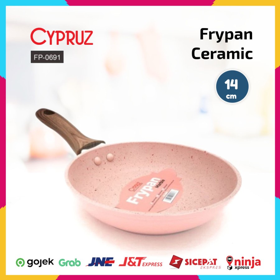 CYPRUZ Frypan Mini Ceramic Coating 14 CM Anti Lengket Pink FP-0691