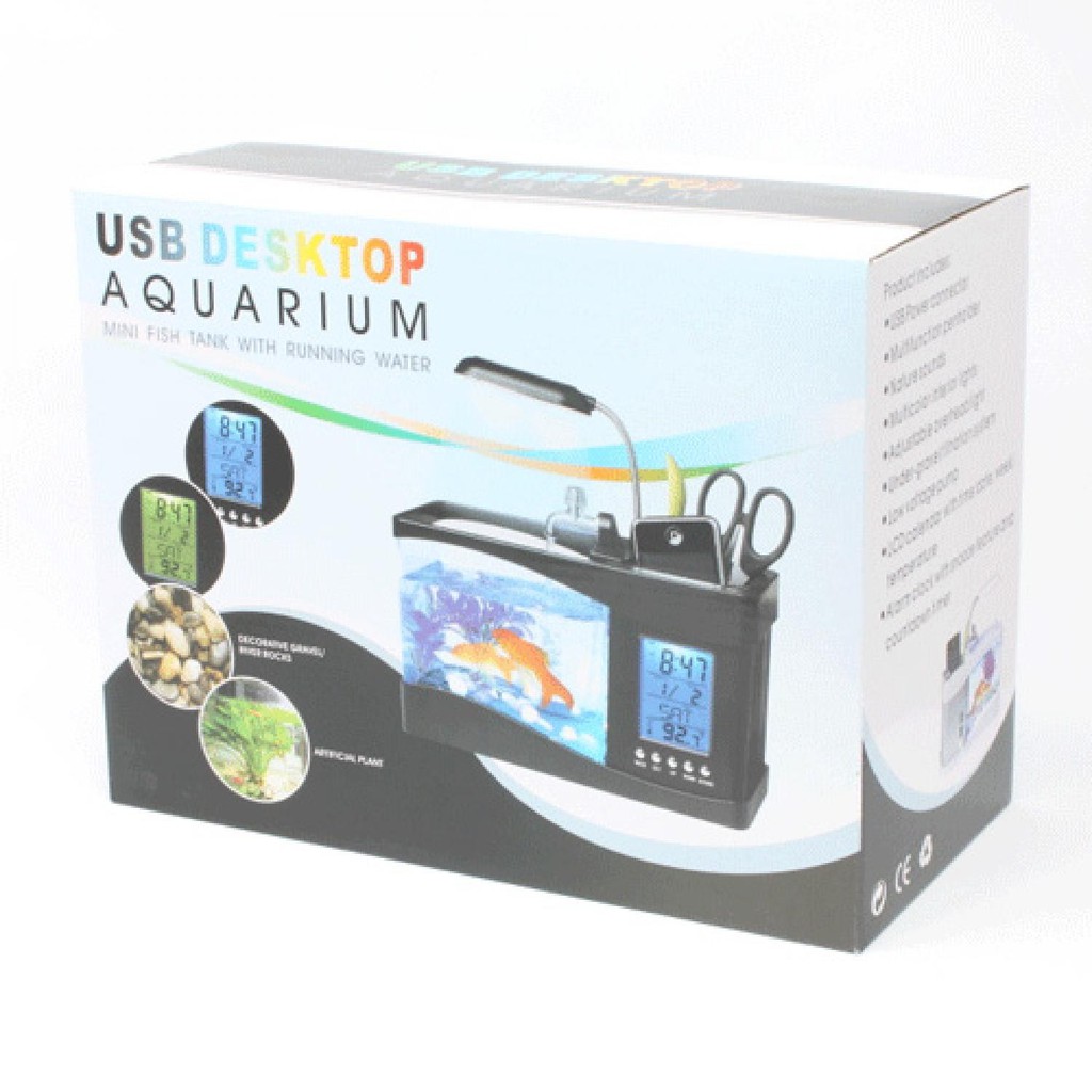 Aquarium Mini EECOO USB Desktop Fish Tank with Running Water LS0404 OMHA08BK