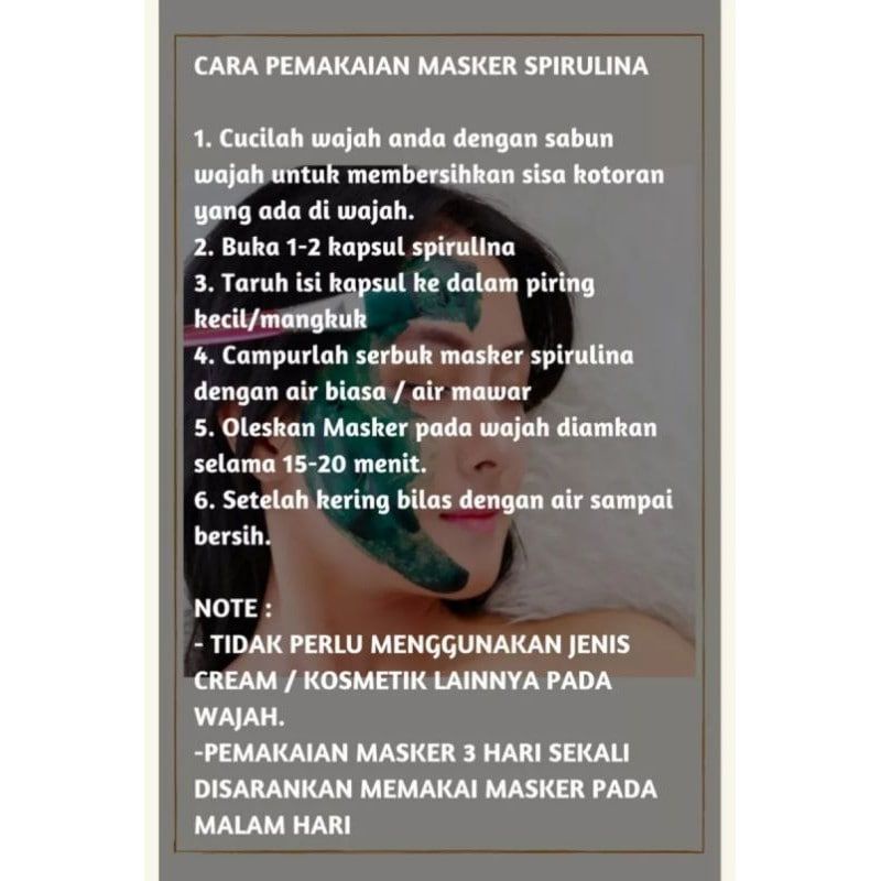 Masker Spirulina Serbuk Bubuk Kapsul Natural Herbal Mask ORI PGM M04