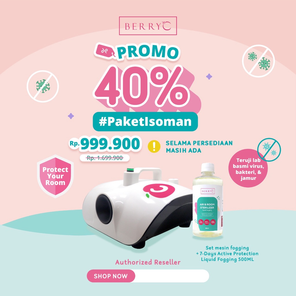 BerryC Bundle 900W Mesin + 500ml Liquid Fogging Smoke Fog Mesin Asap Disinfektan Air Sterilizer Pembersih Udara Virus Bakteri COVID-19 HFMD Flu Singapore Room Ruangan Jamur Sanitize Sanitizer Sanitiser Aman Interior Kantor Rumah Food Contact Safe Pet Kids