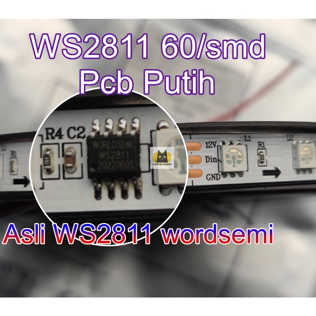 Led WS2811 12v 5m 60led/m PCB Putih strip rgb original Indoor ip20