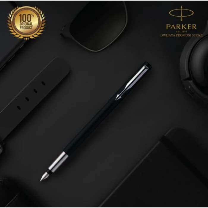 

Murah Pulpen Parker Fountain Matte Black Silver Exclussive Trendi