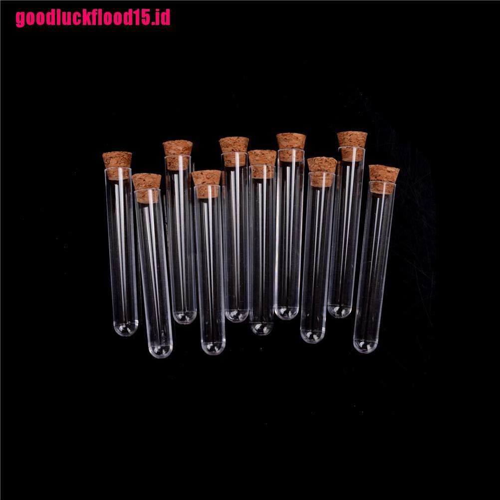 {LUCKID}10Pcs/lot Plastic Test Tube With Cork Vial Sample Container Bottle