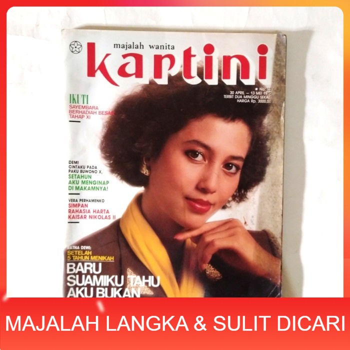 Majalah KARTINI No.403 Mei 1990 Cover MERIAM BELLINA Langka