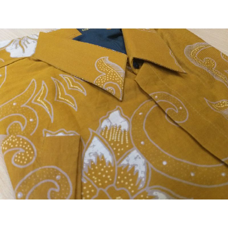 KUSUMO JATI BAJU kemeja batik pria KUNING KUNYIT lengan panjang terbaru ORIGINAL lengan panjang modern PREMIUM NGUDI