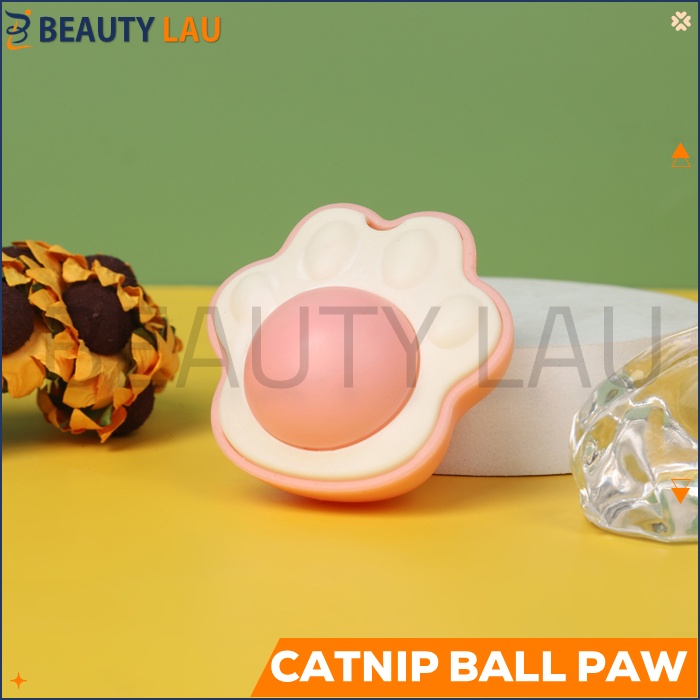 BOLA CATNIP KUCING BALL TEMPEL PUTAR PAW BENTUK KAKI CATMINT MAINAN KUCING ANTI STRESS DI RUMAH