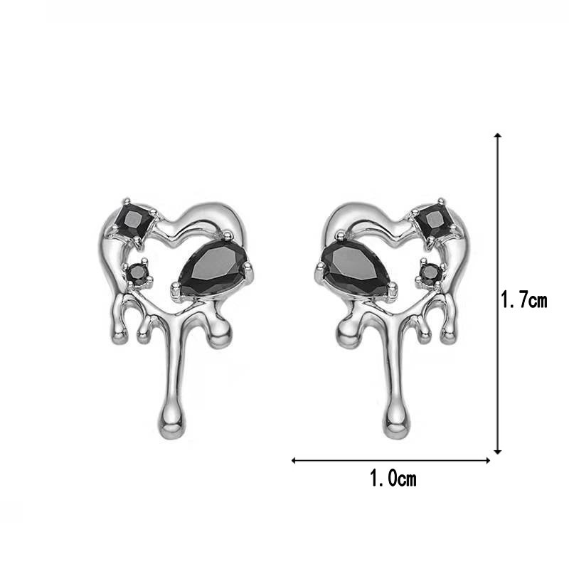 1 Pasang Anting Stud Bentuk Hati Bahan Alloy Gaya Korea Untuk Wanita