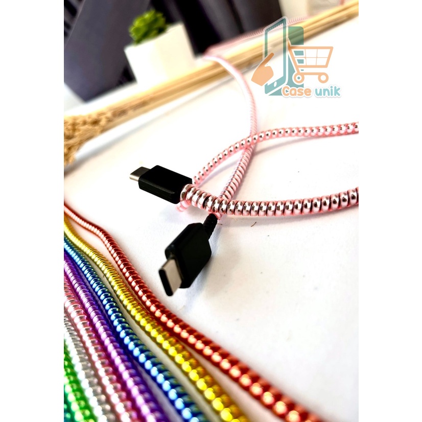 RT94 PELILIT KABEL SPIRAL WARNA METALIC PELINDUNG CABLE HP CHARGER UNIVERSAL CORD PROTECTOR SOLID COLOR GLOSSY CS3970