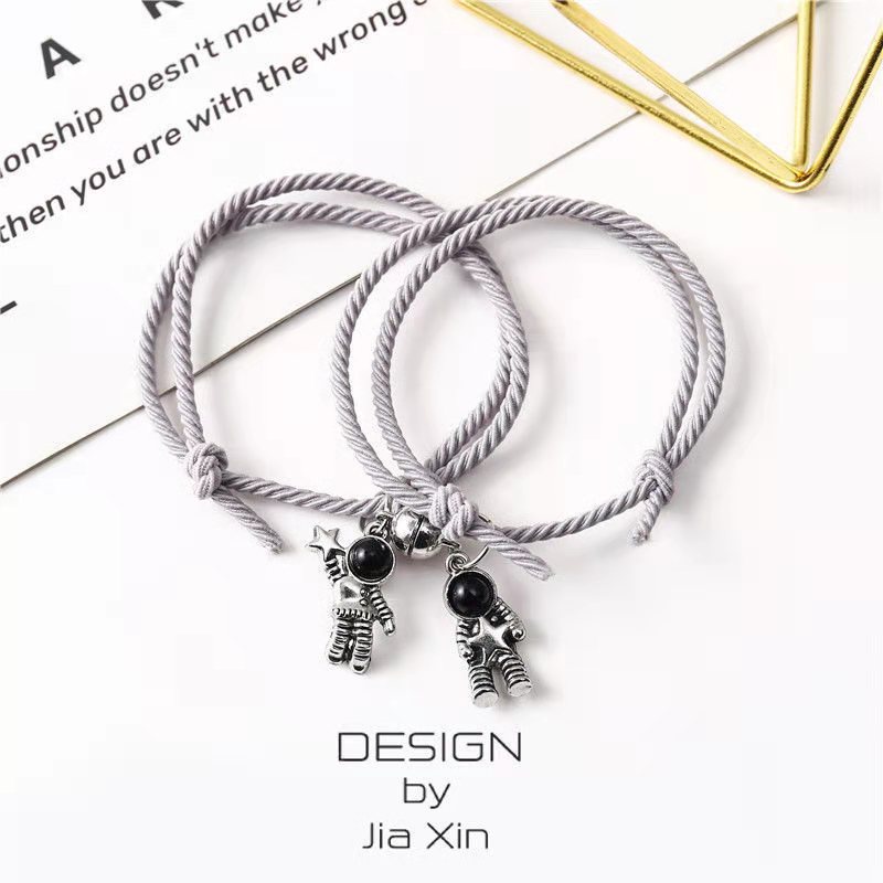 2 Pcs SET Gelang  Karet Magnet Desain Astronot Kuromi Cinnamoroll Untuk Pria Dan Wanita Gelang Magnet-Astronot-06
