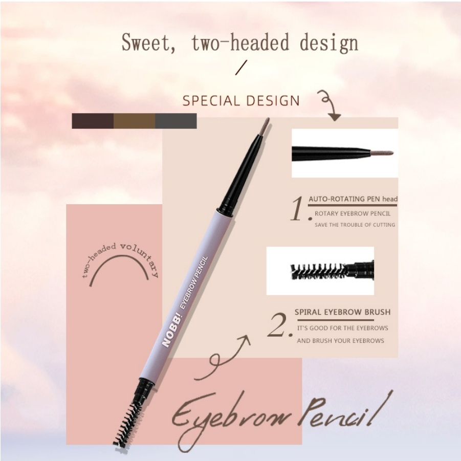 [BPOM] 100% Original NOBB! Trendy Eyebrow Pencil Lasting Color Super Fine Pensil Alis tahan lama anti smudge anti beleber anti keringat anti geser