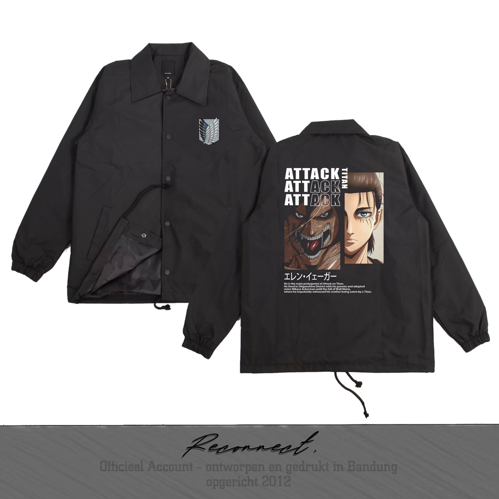 Reconnect Coach Jacket Anime Eren Attack on Titan - Unisex