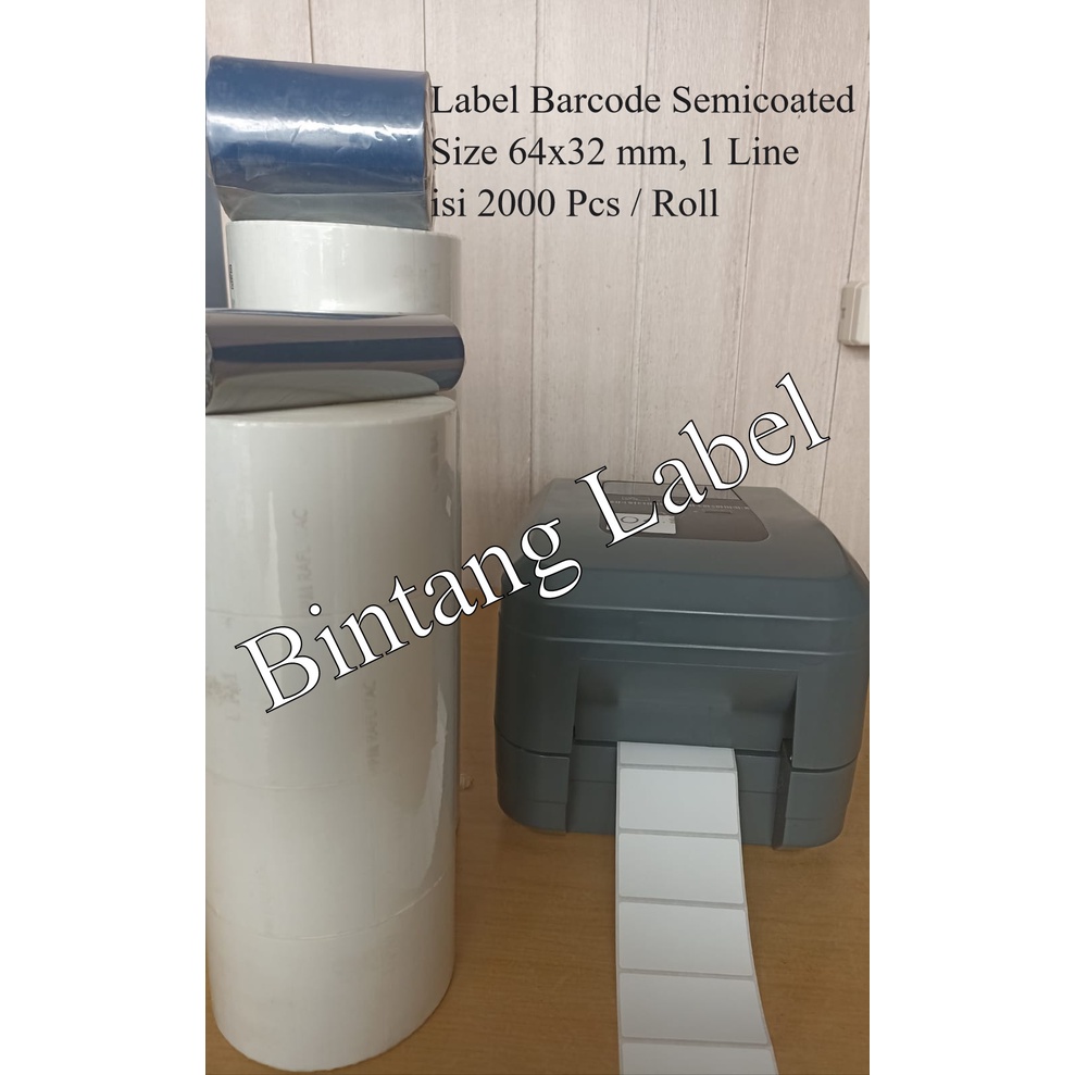 

LABEL BARCODE SEMICOATED 64 X 32 MM, 1 LINE, ISI 2000 PCS/ ROLL