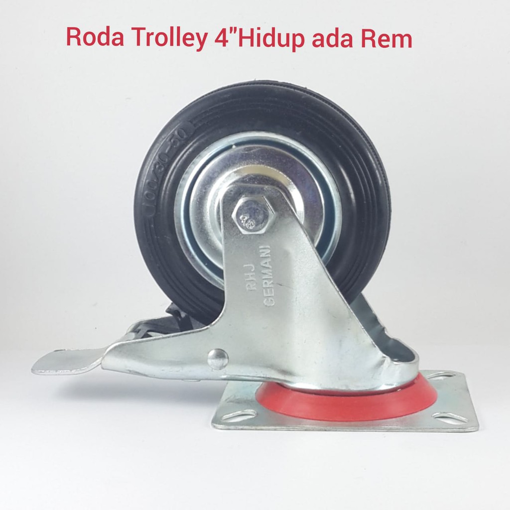 Roda Troli 4 Hidup Rem Roda Karet 4 inch Roda Etalase Roda Troli 4 Hidup Rem Roda Karet 4 inch Roda Etalase