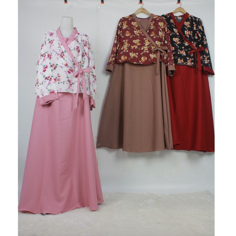 Gamis HARUKA AKU KARISSA cringkle premium dan monalisa mix wolfis syari  hanbook baju wanita muslim kiyowo korean style