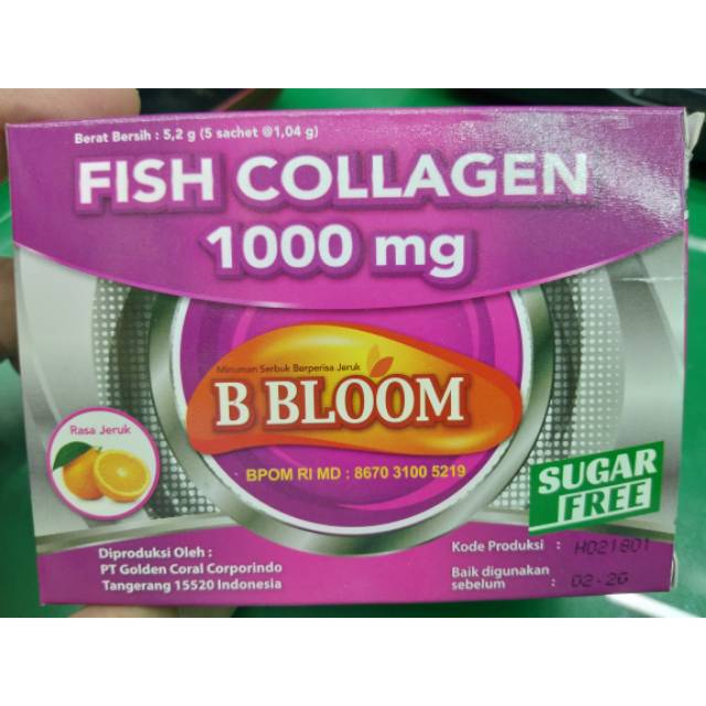Fish Collagen 1000 Mg B Blom Rasa Jeruk 1 Box Isi 5 Sachet Indonesia