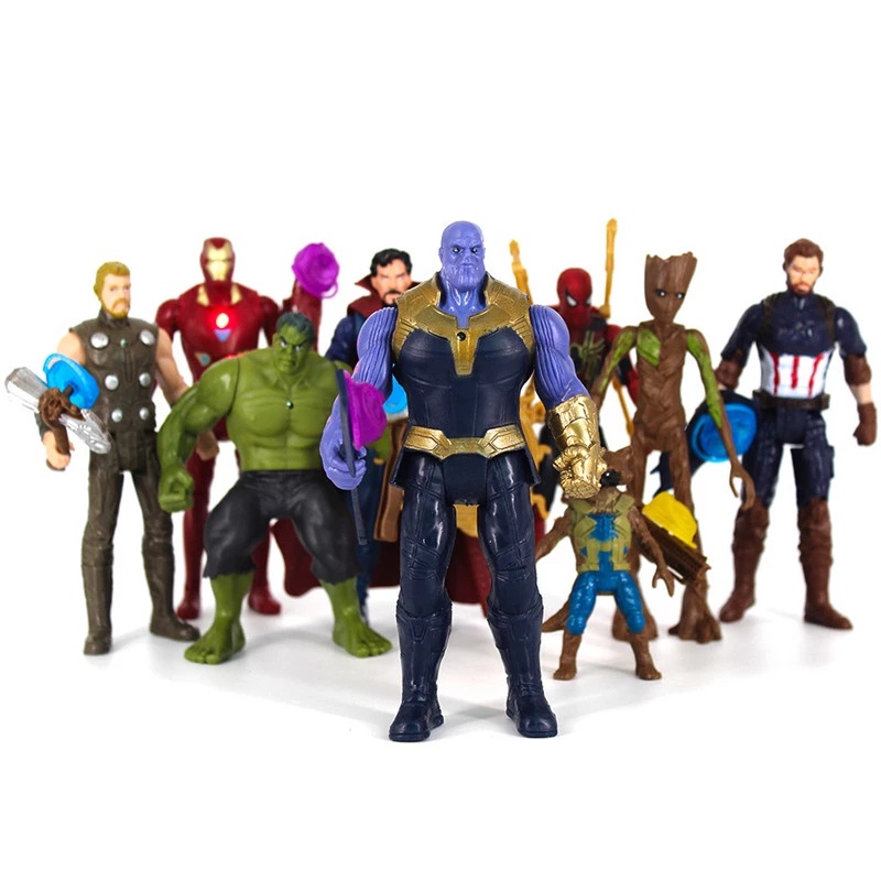 1pc Mainan Action Figure Marvel Hulk Thanos Spider Man Dengan Lampu LED Untuk Hadiah