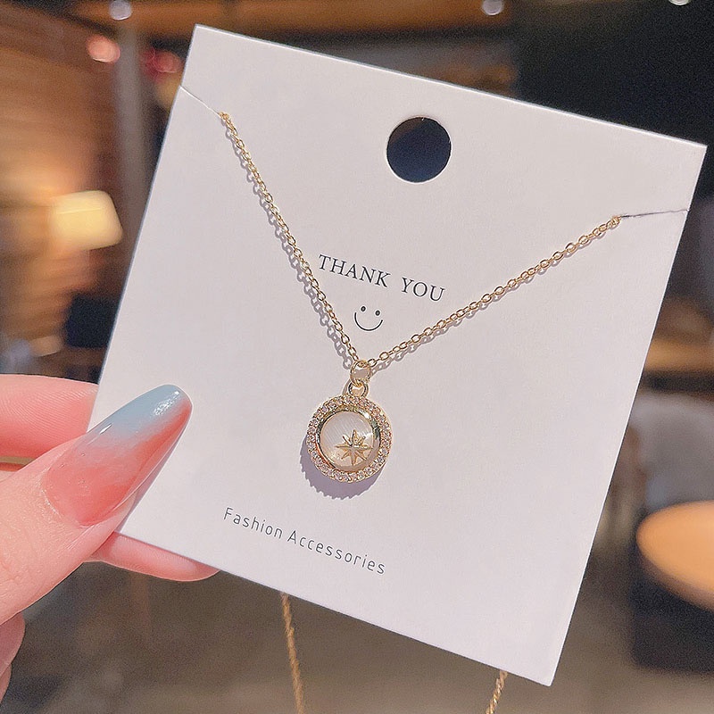 Shuling Korean version Opal Pendant Titanium Necklace Female Micro-inlaid Six-pointed Star Fashion Choker Necklace Wholesale