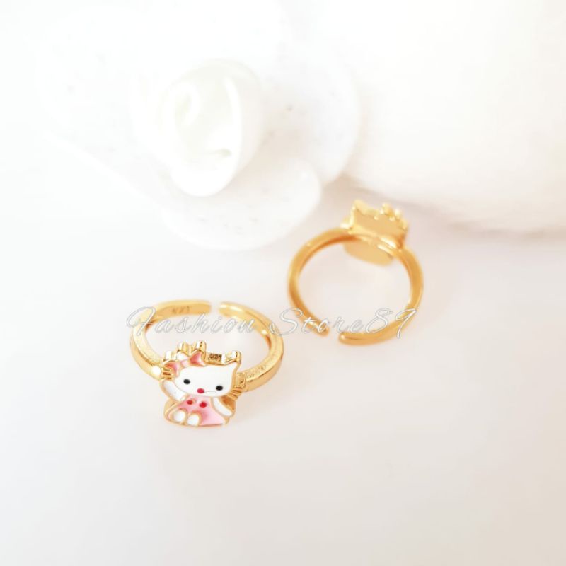 Cincin Anak Free Size Kitten Cincin lapis emas Yaxiya Replica Emas Impor Cincin Anak Karakter