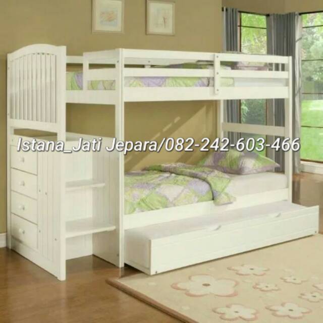 Dipan anak tingkat laci minimalis/dipan anak tingkat jati/box bayi minimalis/figura kaca modern/meja