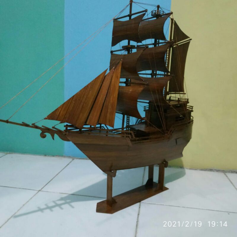 Jual Miniatur Kapal Pinisi Full Bambu Shopee Indonesia 5524